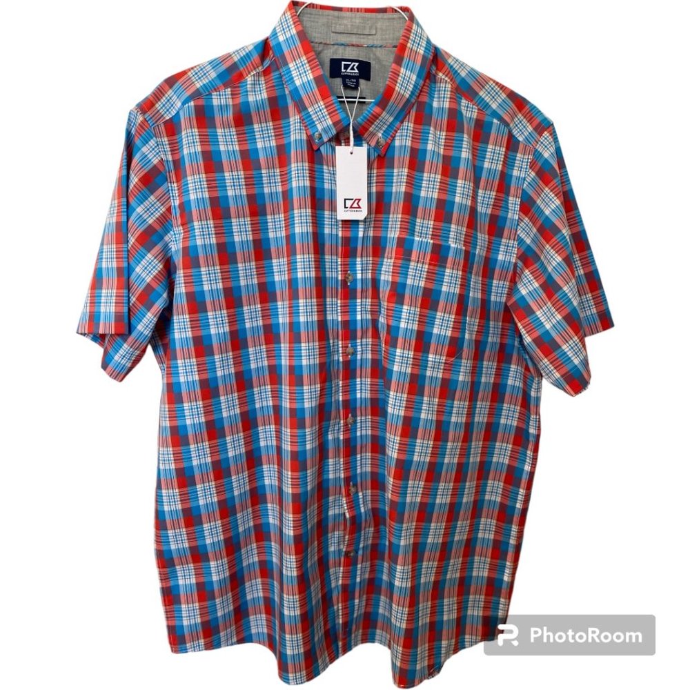 Men's Cutter & Buck Short Sleeve Dress Shirt, Size:  XL, NWT